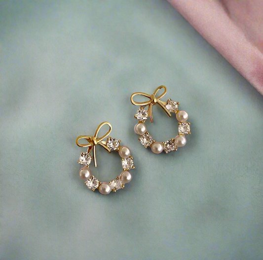 珍珠蝴蝶結耳環 Pearl Bow Earrings